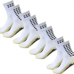 Yufree Grip Soccer Socks Anti Slip Non Slip Men's Athletic Socks for Football Basketball Sports 4 Pair Pack Comfortable and Stable Performance Socks