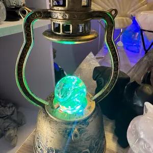 Sphere Holder Glow Decorative Metal Lantern with Illuminated Green Sphere Home Decor store  crystals for sale