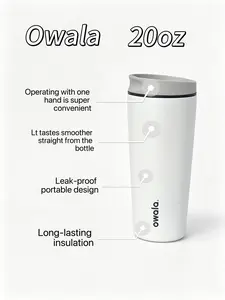 Owala SmoothSip Insulated Stainless Steel Coffee Tumbler, Reusable Iced Coffee Cup, Hot Coffee Travel Mug, BPA Free 20 oz, Gray double wall vacuum tumbler outdoorfun everyday