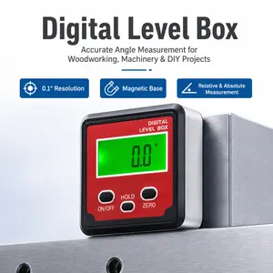 Magnetic Digital Level Box Angle Gauge, 0.1° Precision Inclinometer with LCD Display, Mini Angle Finder for Woodworking, Table Saw Setup, Machinery Alignment & DIY Projects