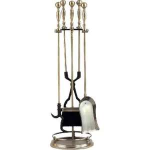 Dagan 4444 Fireplace Tool Set, Antique Brass - 5 Piece