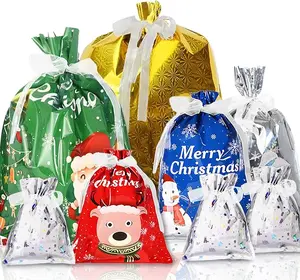 Christmas Drawstring Gift Bags Christmas Warpping Bag Teat Goodie Bags 12 Design 10 Size for Xmas Party