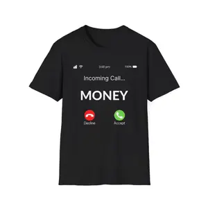 Incoming Call MONEY | Money Shirt | I love money | Cash Money Menswear T-Shirt Top Breathable