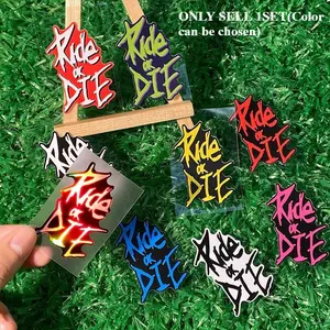 2PCS/SET Street Trendy Cycling Hardcore Attitude Logo Sticker Stick on motorcycle bodies or cycling backpacks, this multi-color "Ride or Die" graffiti slogan decor instantly has a hardcore cycling vibe, hardcore cycling enthusiasts