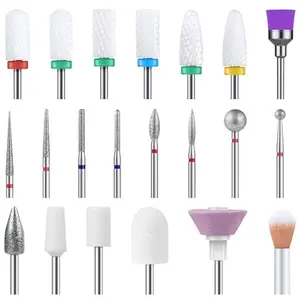 MelodySusie 21pcs Nail Drill Bit Set, Professional 3/32'' Ceramic Diamond Carbide Acrylic Gel Nail Art Tool Kit, Cuticle Remover Bit for Acrylic Gel Dip Powder, Nail Manicure Pedicure, Salon Home