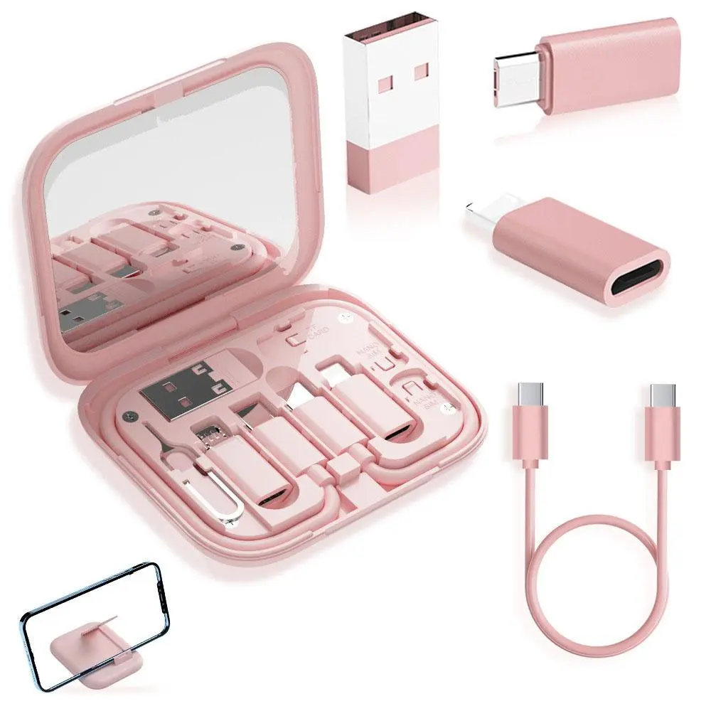 60W Super Fast Charging with Storage Box Set, Electronic smartphone charger, Storage Box with Mirror & Phone Holder, Mobile Phone Accessories, Lightning Cable Adapter, Usb Fast Charge, Cellphone Charger Set, Fast Charging Block