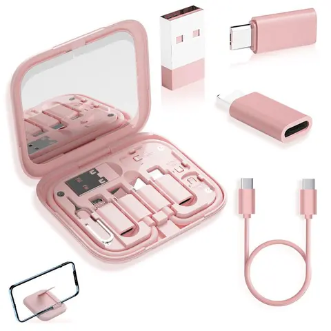 60W Super Fast Charging with Storage Box Set, Electronic smartphone charger, Storage Box with Mirror & Phone Holder, Mobile Phone Accessories, Lightning Cable Adapter, Usb Fast Charge, Cellphone Charger Set, Fast Charging Kit