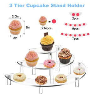 2 Pack Clear Acrylic Tiered Display Risers - Metal-Reinforced Stand for Window, Garage Use, Figures, Cupcakes