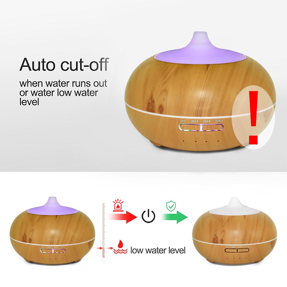 550ml Wood Grain Essential Oil Diffuser & Air Humidifier with Remote operation Control, Ultrasonic Aromatherapy Machine, 7 Color LED Light, Air Purifier, Includes 6 Oils Aromatherapy Diffuser with Lights Aroma plant Diffuser Aroma Diffuser CoolRelief