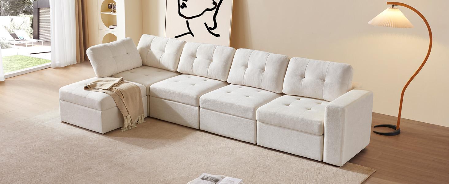 Giratree Oversize Modular Sectional Couch, Convertible U Shaped Sofa with Storage, 9 Seater Sofa Modular with Ottomans and Reversible Chaise for Living Room, Office