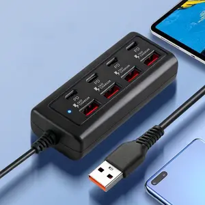 8-Port USB HUB with PD Charging, USB-C Fast Charge Adapter, Compatible with Laptop & Smartphone, Essential Power Solution