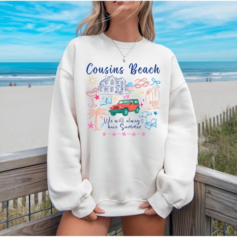 Cousins Beach Crewneck, TSITP Summer Sweatshirt, The Summer I Turned Pretty Merch, Cozy Gift for Her, Book Fan Apparel