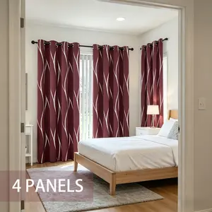 4-piece vertical wavy texture thickened curtains with gilding process, top perforated for hanging, heat insulation, noise reduction, light blocking, privacy protection and sunlight blocking, suitable for living room, bedroom, study and balcony partitions