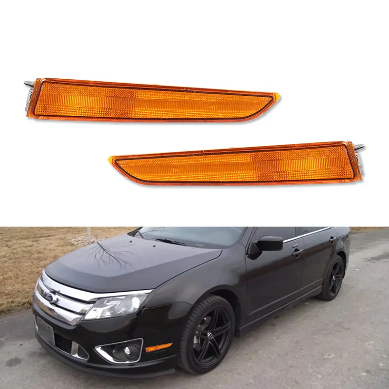 2PCS Amber Lens Front Bumper Side Marker lamps Lights Lamps For 2010 2011 2012 Ford Fusion, Replace OEM #:AR5Z13200D, FO2550145; AR5Z13200C, FO2551145