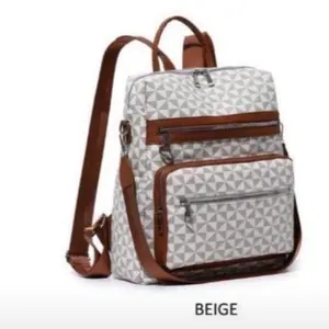 Beige and Brown Backpack 12w x 13h x 5.5d Stylish and Durable for Everyday Use