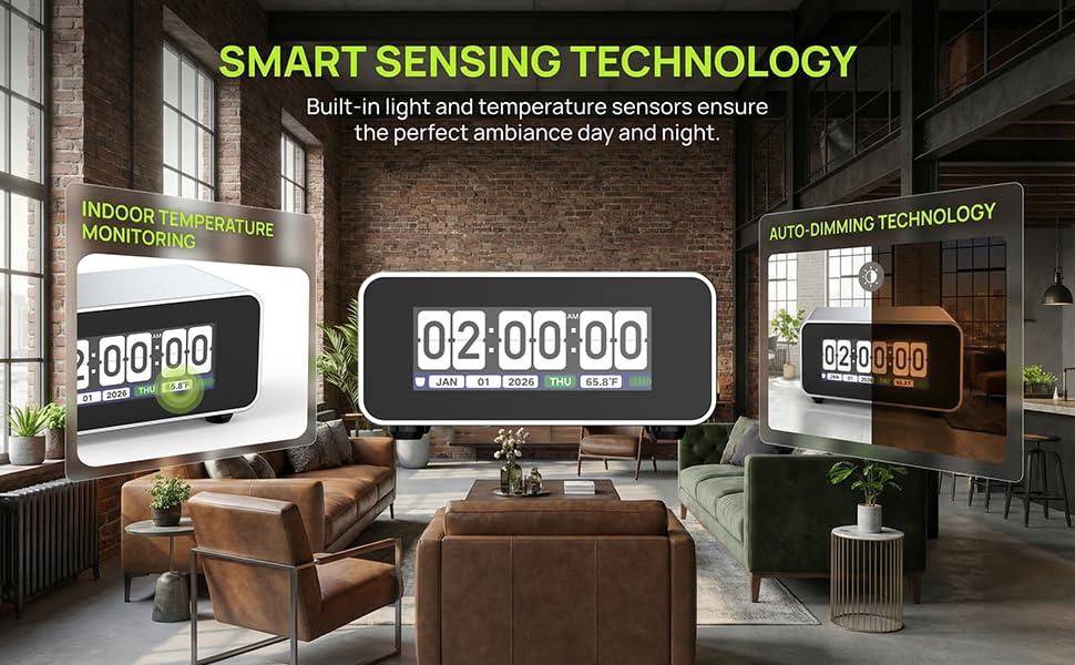 Flip E Clock – Retro Digital Flip Desk Clock with 2.79" HD TFT Display, Precision CNC Aluminum Frame, Auto-Dimming, Temperature Monitor, Smart Alarm, Home & Office Decor