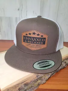 Unvaxxed & Relaxed Premium Leather Patch Hat trucker hat