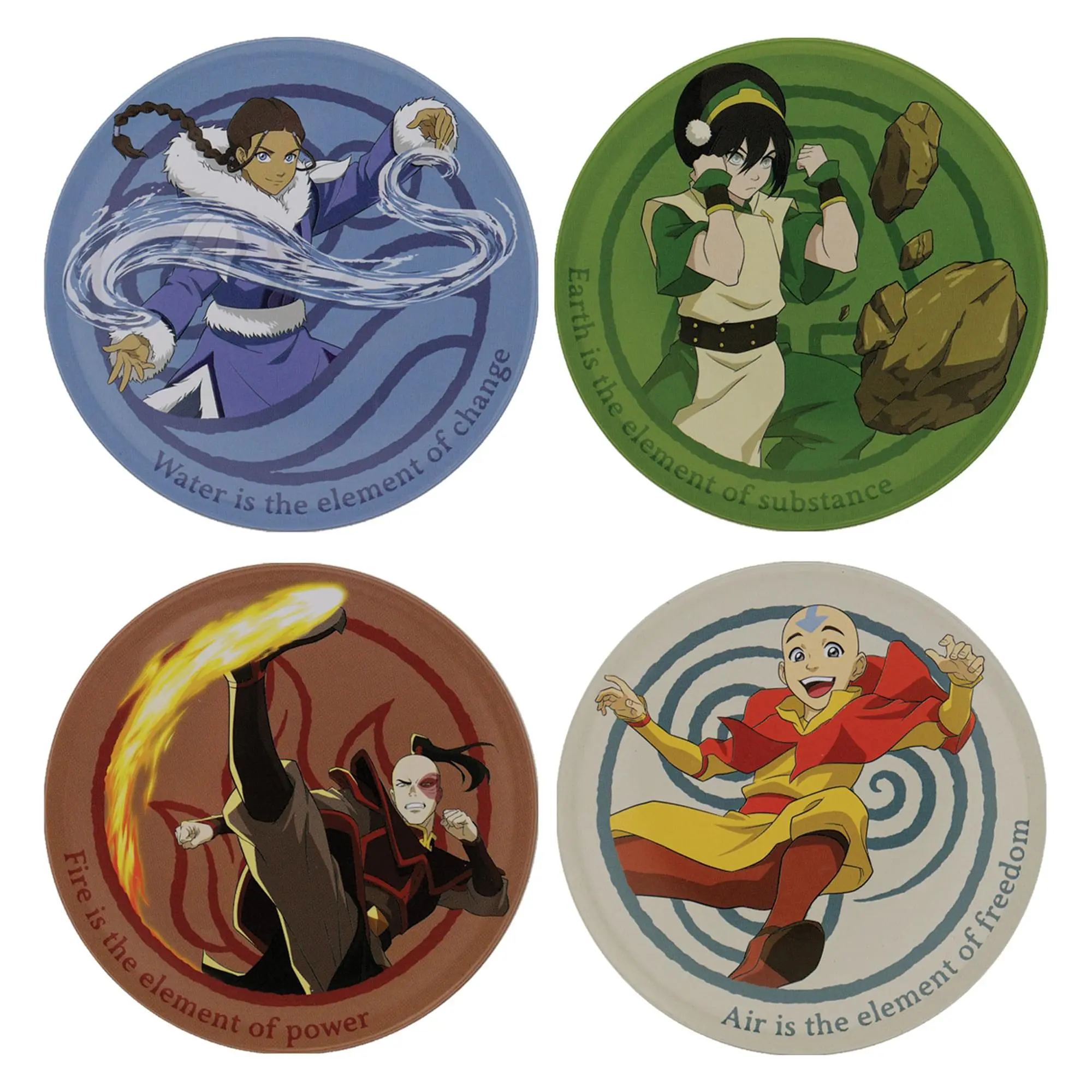 Avatar: The Last Airbender Elements Collectibles Limited Edition 4-Piece Metal Coaster Set, Tableware for Bar & Kitchen Accessories