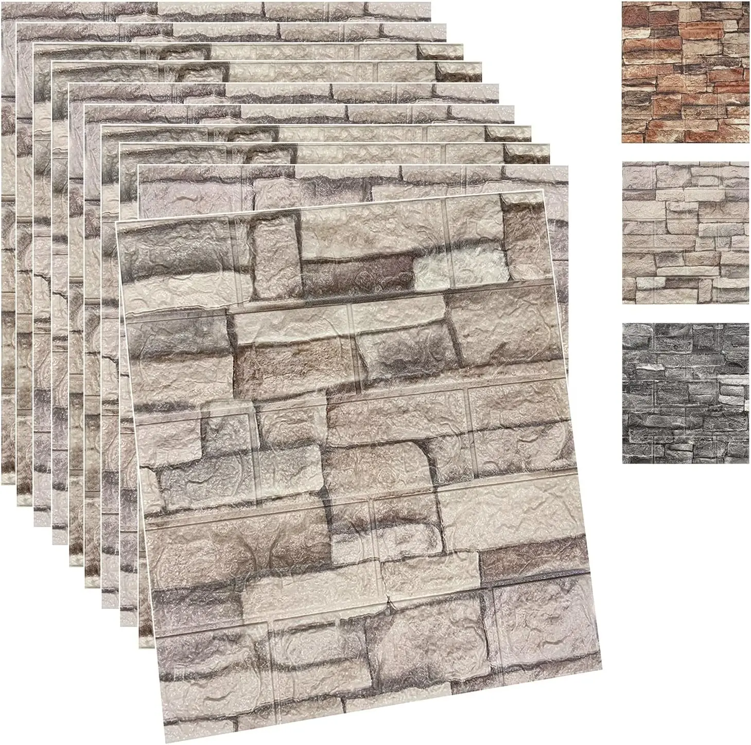 10PSC 3D Wall Panels Peel and Stick Faux Brick Wall Panels Self-Adhesive 3D Brick Wallpaper  Stone Wall Panel