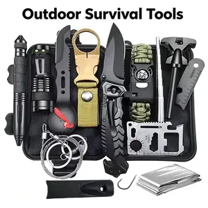 12-in-1 Multifunctional Survival Kit – Emergency Tool Set with Knife, Flashlight, Fire Starter, Ideal for Camping, Hiking & Wilderness, Gift for Outdoor Enthusiasts