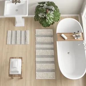 Woven Texture Stripe Bath Rug, Asher