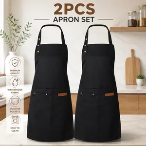 Chef Apron Set 2-Pack 3 Pockets for Cooking Baking Grilling Art Adjustable Spill-Proof Kitchen Aprons One-size-fits-most Machine Washable Gift Idea Aproncorset#SummerVibes