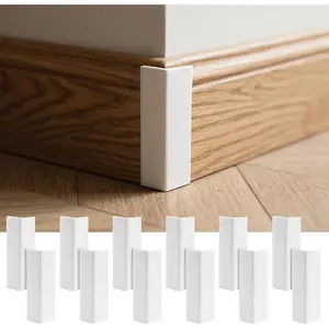Self Adhesive Rubber Safety Corner Protectors Baseboard Corners Blocks Proofing Edge Guard Corner Cushion for Wall Furniture Edge, White, 12 Pcs