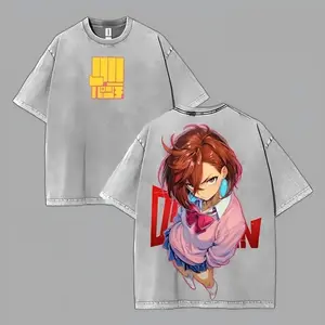 Menswear Momo Ayase Dark Anime T-Shirt, Casual Round Neck Distressed Festive Streetwear Top H29