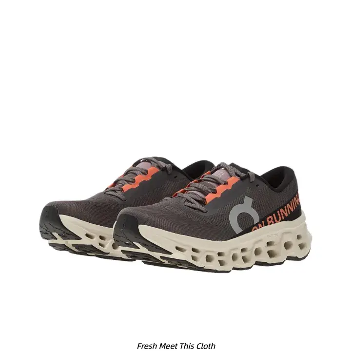 Charcoal Grey Orange Contrast Wave Hollow Sneakers Breathable Knit Non Slip Daily Jogging Shoes For Men Women