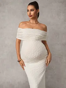 JOYCEE Pregnancy Bare Shoulder Apparel Cottagecore Aesthetic Daily Base