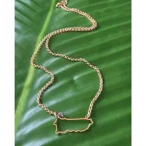 Puerto Rico Heart Stainless Steel Necklace