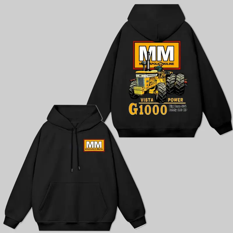 🌾👕✨[Graphic Hoodie]Minneapolis-Moline Vista Power G1000 Tractor Hoodie & T-Shirt – Vintage Farm Machinery Graphic Pullover, Unisex Farmer Workwear, Casual Streetwear, Cozy Country Outfit, New Year Gift for Him & Her
