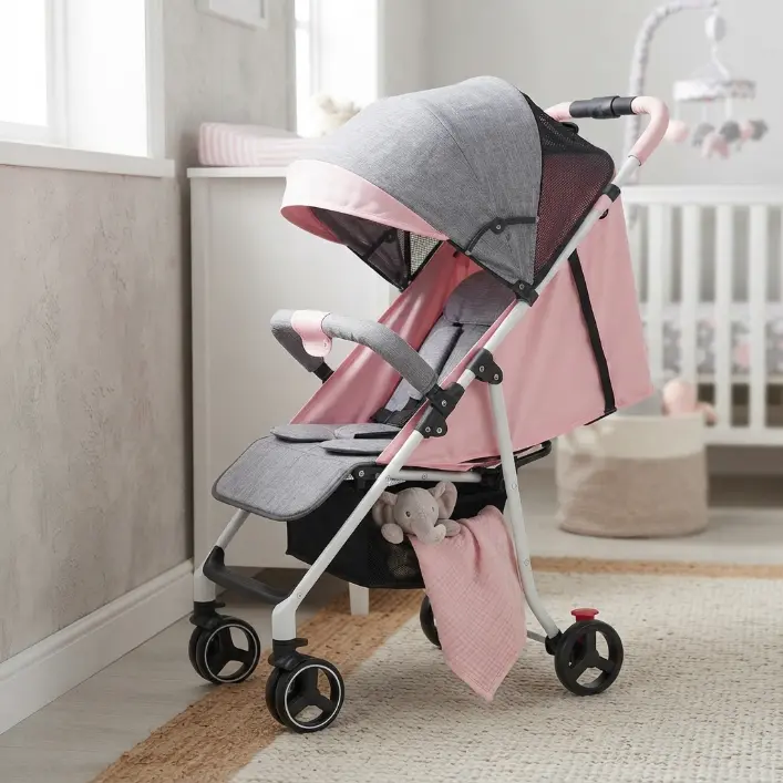 Baby Travel Stroller with 1-Hand Folding, Sunshade, Under-Seat Storage Basket - Compact, Quick-Folding for Toddlers
