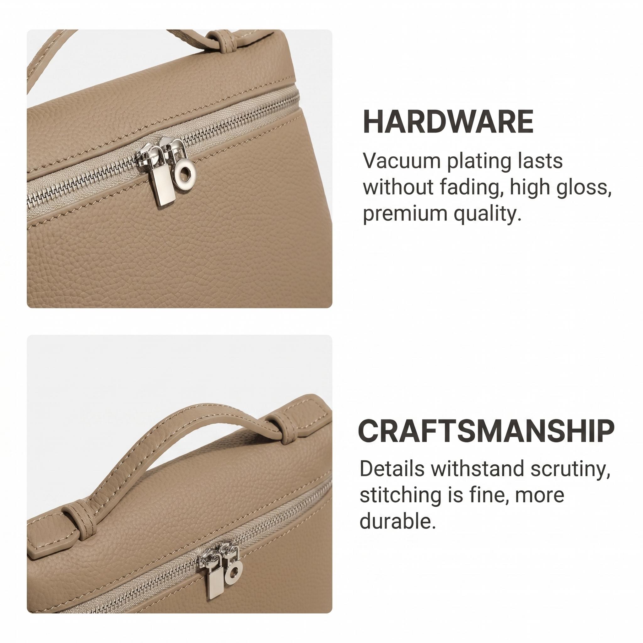 Chic Top-grain Cowhide Vanity Case Bag Women's Structured Pebbled Mini Crossbody Handbag