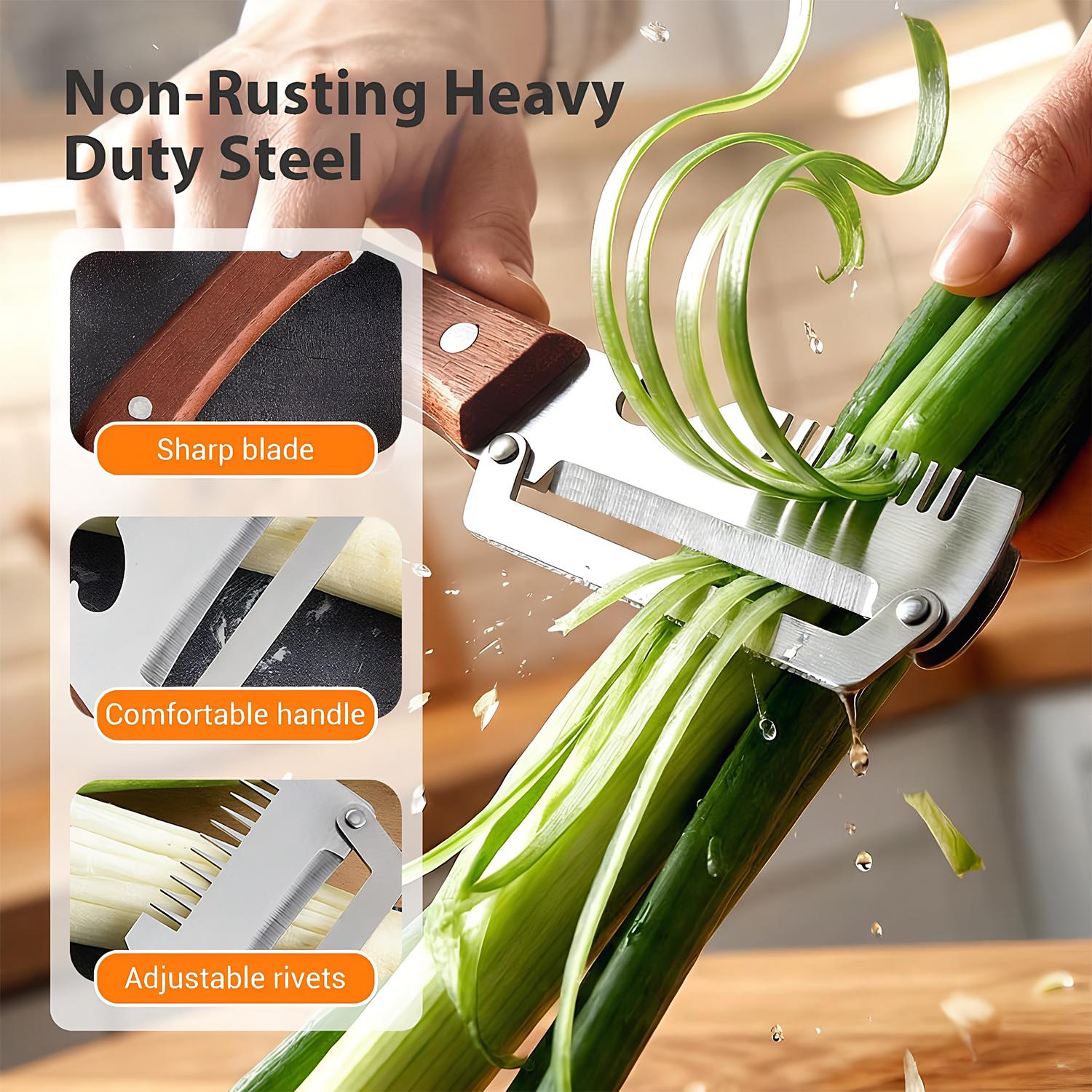 VAYWET 2PCS / 1PC 3-in-1 Fruit & Veggie Peeler wooden handle bottle opener graterkitchen Gadgets potatoes pumpkinsp carrots Vegetable Sharp Stainless Steel Non-slip Design Comfortable Grip Multifunctional for Sugar Cane Pineapple Skin Removal Special Tool