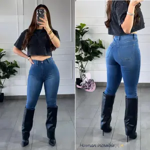 Vibrant azul claro tiro alto súper strech