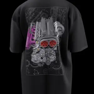 RB26DETT Engine Blueprint Graphic Tee JDM Skyline GTR Car Enthusiast T Shirt with Detailed Engine Design Menswear Tops