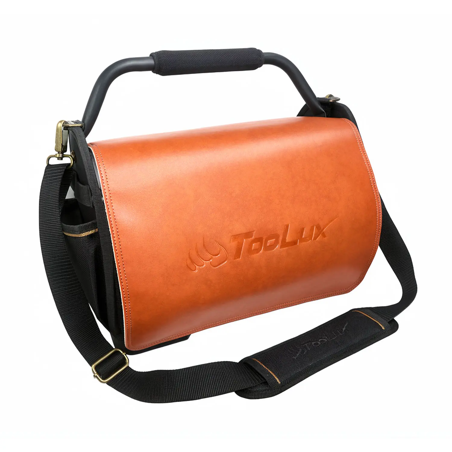 16″ Open tool tote with Real Leather Flap