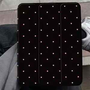 Pink Polka Dots Rotating Stand Tablet Cover for 2024 IPad Pro 13 11 Inch M4 Air 11-inch 13-inch M2 IPad 10th Gen 10.9 Air 4/5