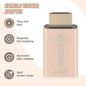 HDMI Lock Screen Signal Holder KVM HDMI2.0 Virtual Adapter EDID DDC Dummy Plug for HDMI Display Emulator Up to 3840X2160