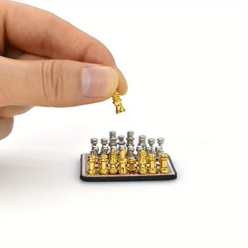 Miniature Chess Set Decorations, DIY Photography Props, Seasonal Home Decor, Creative Home Decor, Perfect Gift Collection, Detailed Craftsmanship, Heavy Metal Collectible Figurines, Figurines for collectors, Decorative Home Ornament