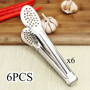 6Pack Stainless Steel Mini Serving Tongs Textured Grip Handles Food-Grade Appetizer Ice Tongs for Kitchen Parties and Events Tongs for Cooking Durable Food Grade Metal Kitchen Tongs