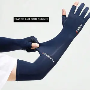 3 pairs Sun Protection UV Resistant Summer Sunscreen Ice Sleeves Breathable Arm Covers with Extended Two-Finger Gloves Suitable for Driving or Cycling