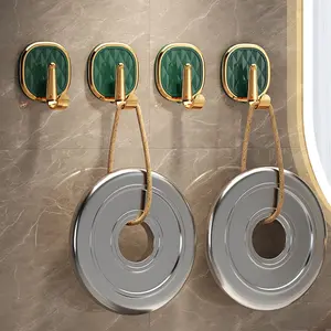 4pcs Elegant Textured Colors Sticky Hooks - Easy-to-Install, No-Drill Wall-Mounted Hangers for Clothes, Towels, Robes - Modern Bathroom Accessories for Home Decor