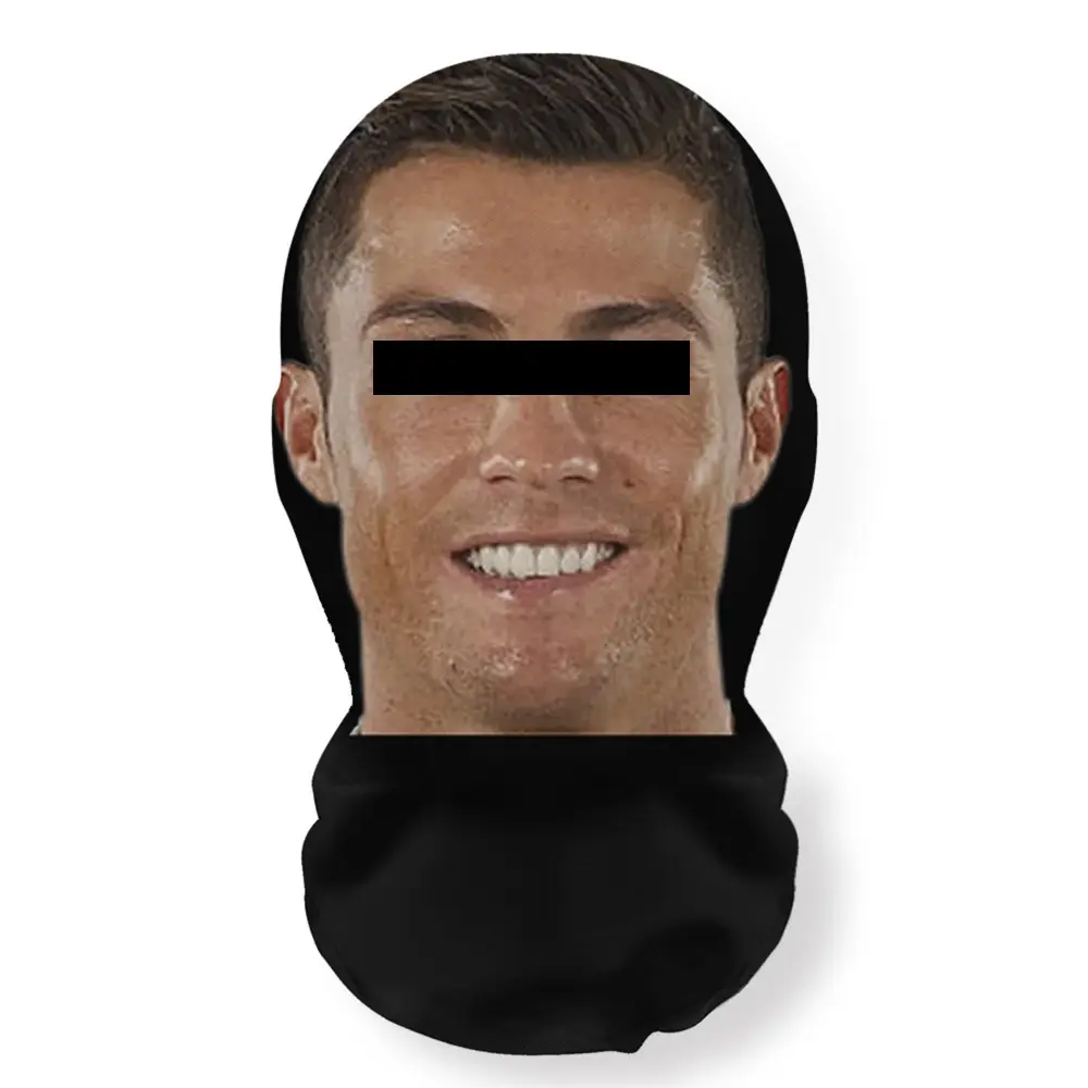 Realistic 3D Mesh Celebrity Face Mask & Headpiece, Lightweight Comfortable Ultra-Fine Fiber Super-Stretch Fit Optical Illusion Party Prop for Halloween Costume Parties Cosplay Events