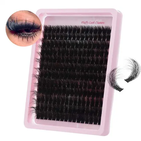 High Quality Cosmetic Eyelash Clusters, 200D 0.05mm D-Curl Mixed Lengths 12-24mm Fluffy Thick Soft Waterproof Individual Extensions for DIY Home Eye Makeup, Cosmetic Eyelashes