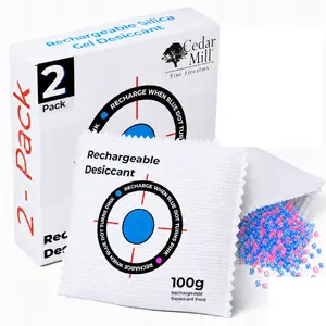 Cedar Mill Fine Firearms Rechargeable Silica Gel Desiccant Moisture Absorber Pack Humidity Indicator Gun Safe Dehumidifier 250g 2-Pack