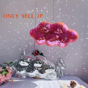 Cloud Mirror Festival Decoration, 31cm Long Cloud Pendant, Holiday Bar Decor, Home Festive Party Decor, Reflects Light and Sunlight