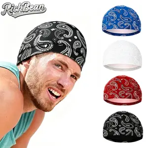 SummerVibes 2Pcs/4Pcs Paisley Cooling Skull Cap Helmet Liner | CyclingTok OutdoorTok Sweat Wicking Breathable Beanie Hat | Unisex Mens Womens for Bicycle Cycling Running Motorcycle Hiking Outdoor Sports