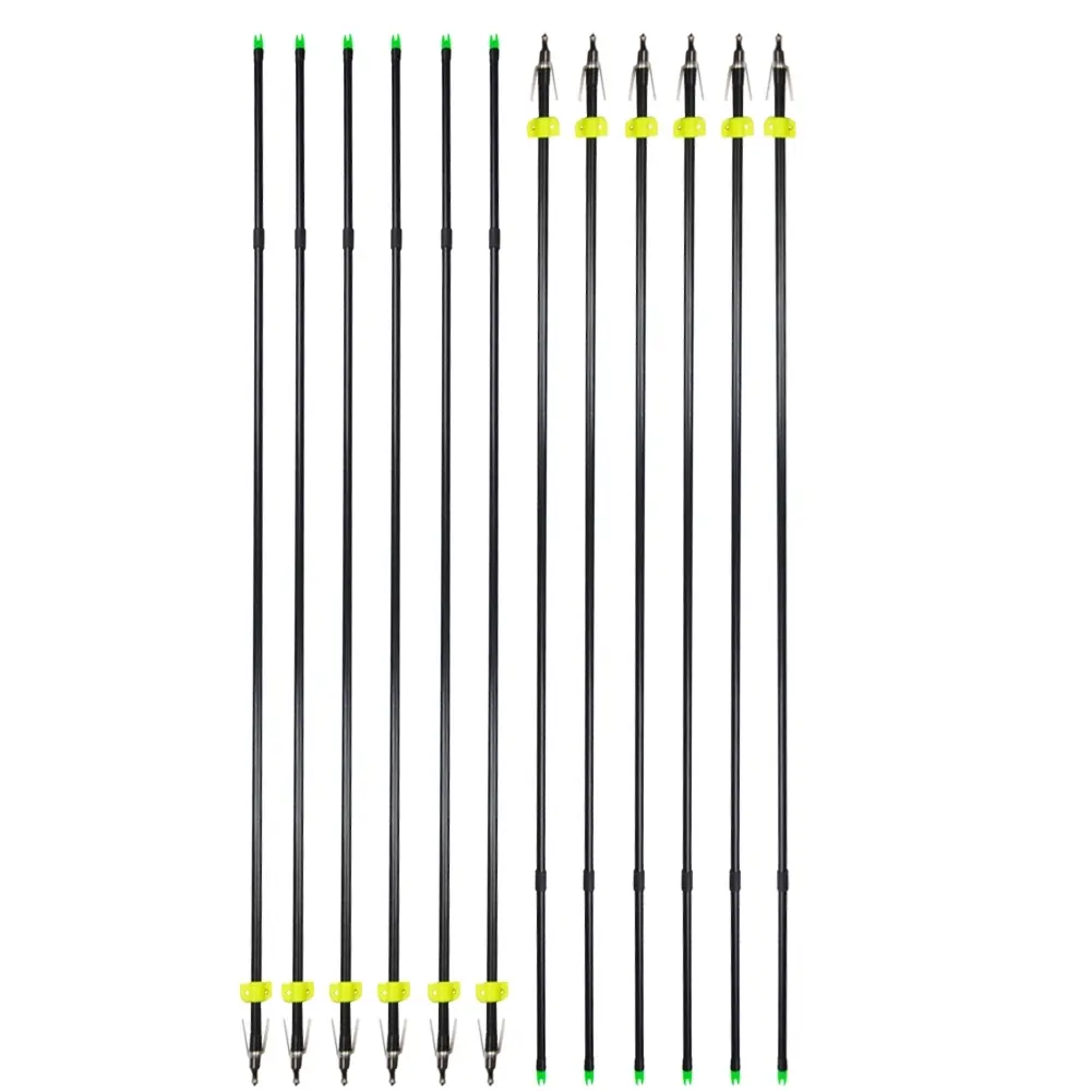 12pcs Fishing Arrows - ID 6mm & OD 8mm, Suitable for Both Professionals & Beginners, Specialized for Fishing Training, Outdoor - Exclusive, Sturdy & Durable, Fishing Archery Gear